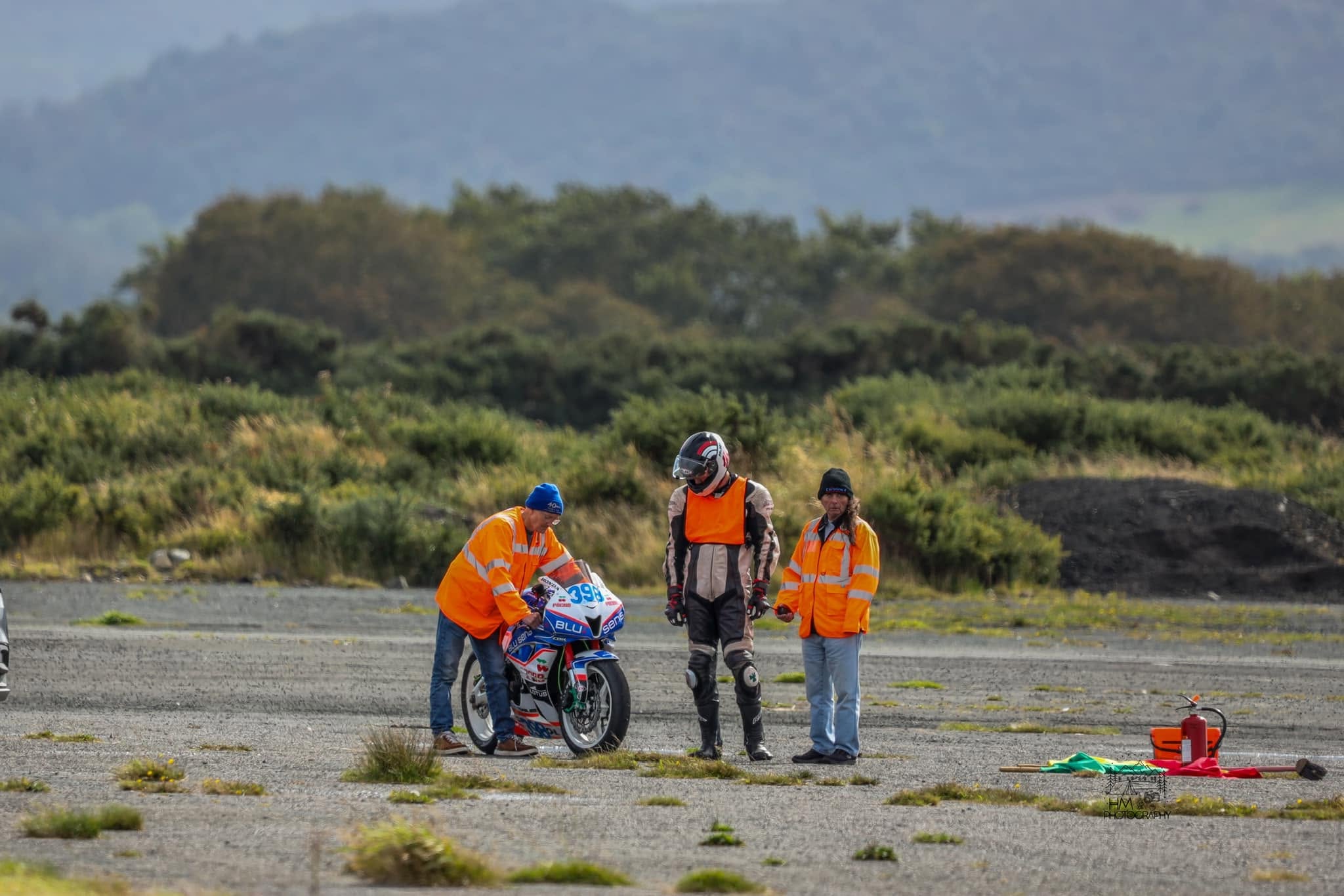 Marshals on a flag point
